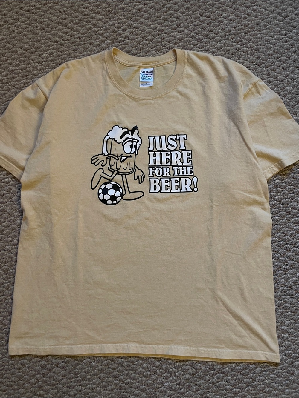 Y2K just here for the beer soccer t shirt